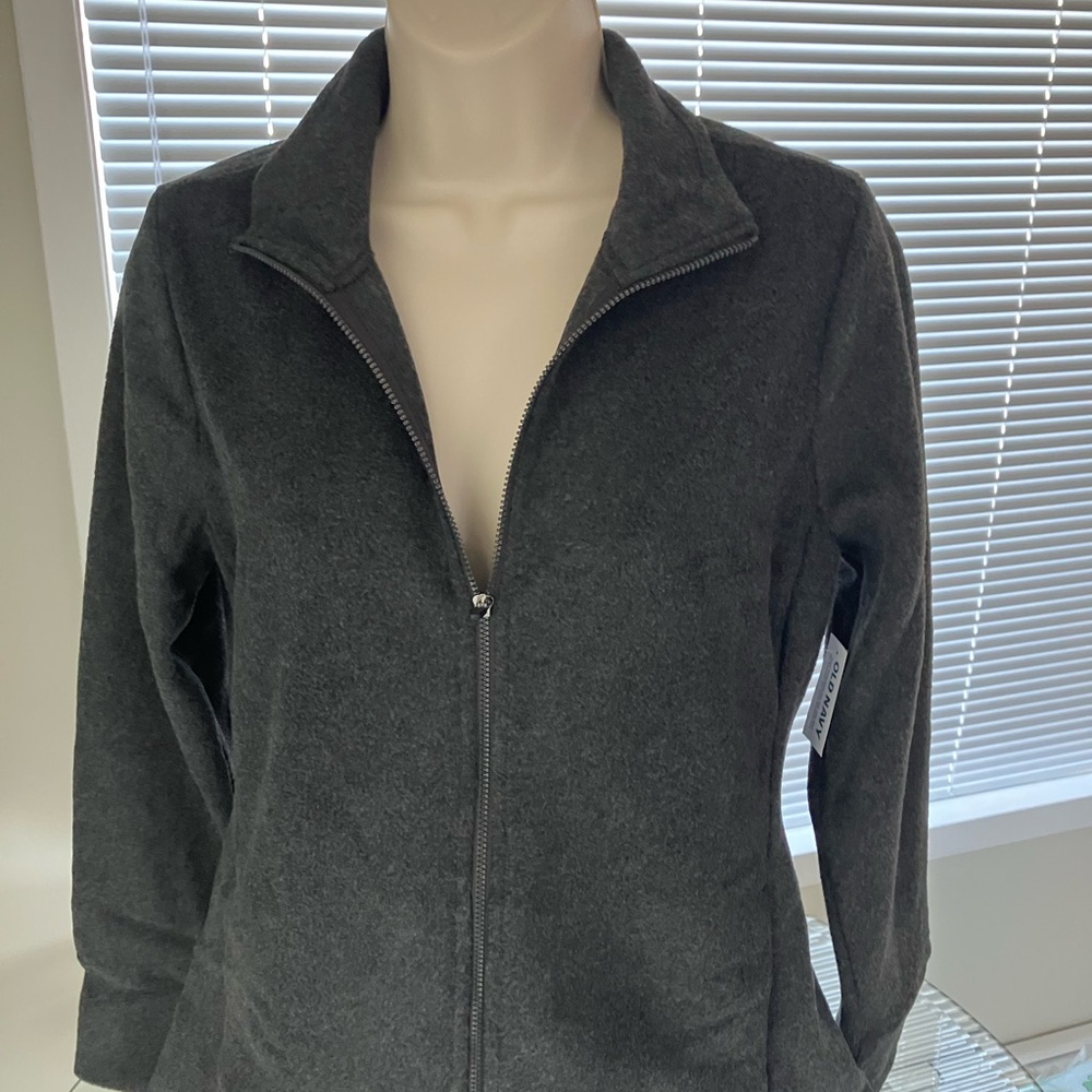 OLD NAVY Women's Charcoal Full-Zip Jacket - Picture 2 of 5